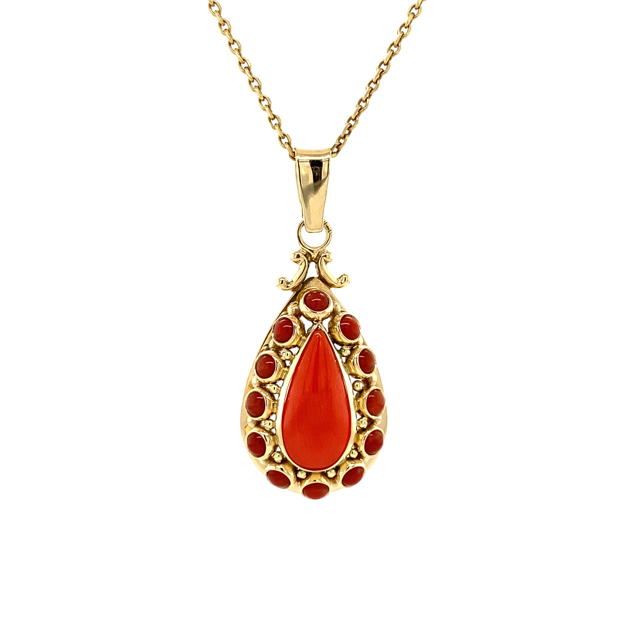 Vintage 14K Gold Pendant with Red Coral